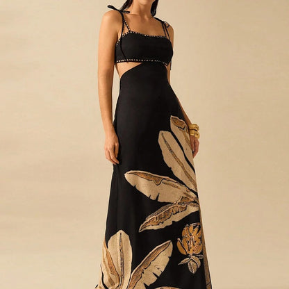 Isla Botanical Print Cutout Maxi Dress