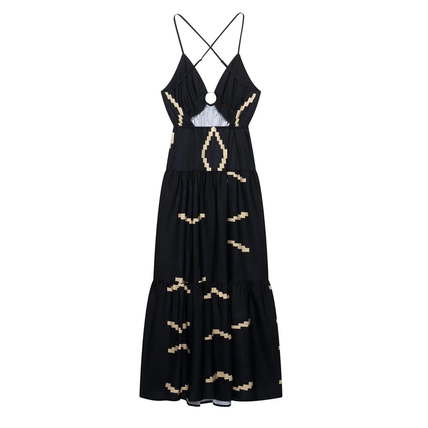 Summer Tiered Halterneck Maxi Dress with Side Slit
