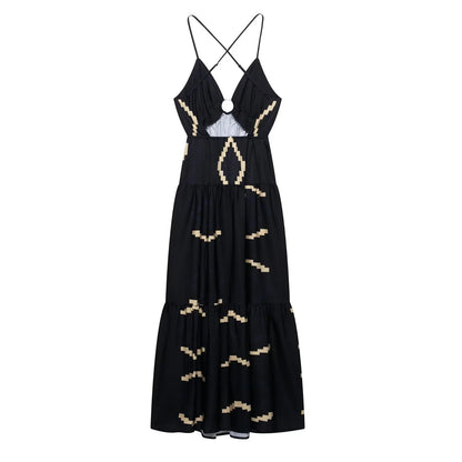 Summer Tiered Halterneck Maxi Dress with Side Slit