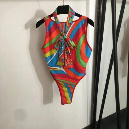 Talia 3-Piece Abstract Print Bikini & Sarong Set