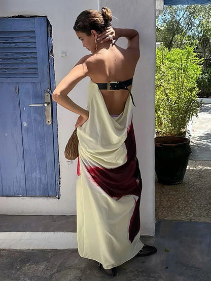 Aurelia Backless Buckle Detail Maxi Dress
