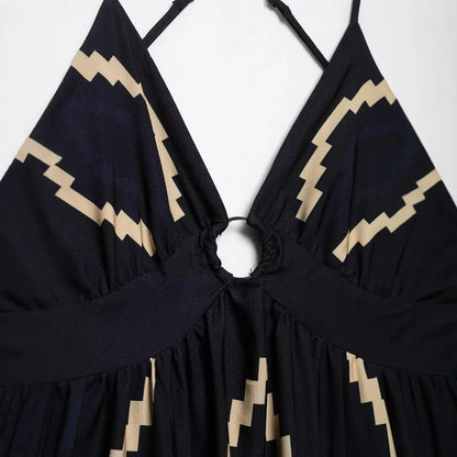 Summer Tiered Halterneck Maxi Dress with Side Slit