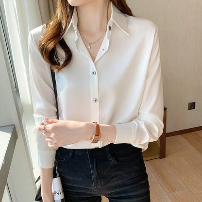 Classic Fluid Satin Button-Down Shirt