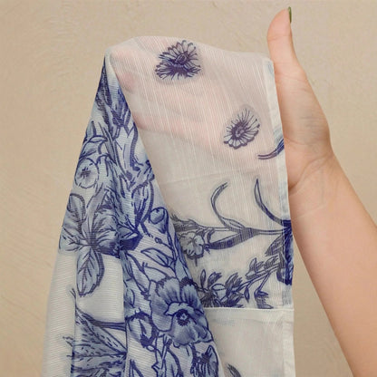 Porcelain Floral Pleated Midi Dress
