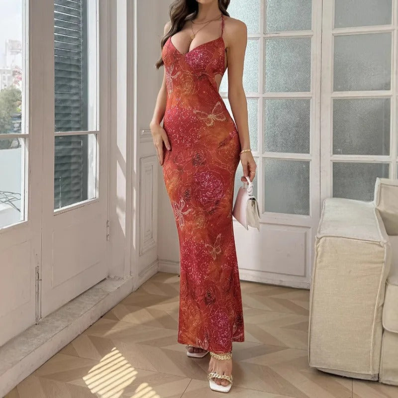 Sienna Sunset Abstract Print Maxi Dress