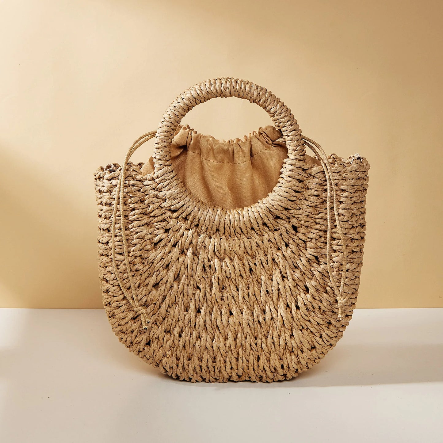 Amara Handwoven Straw Half-Moon Crossbody Bag