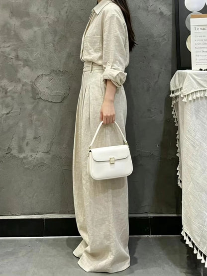 Amalfi Tailored Linen-Blend Shirt & Wide-Leg Trousers Co-Ord Set