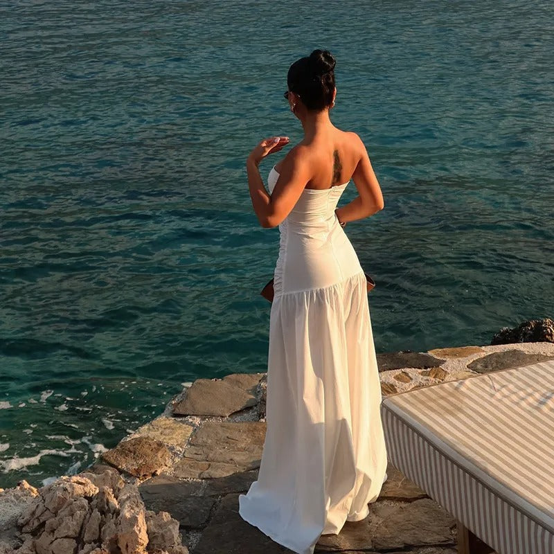 Seraphina Strapless Ruched Cutout Maxi Dress