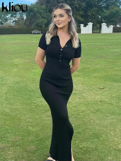 Charlotte Ribbed Short Sleeve Maxi Dress