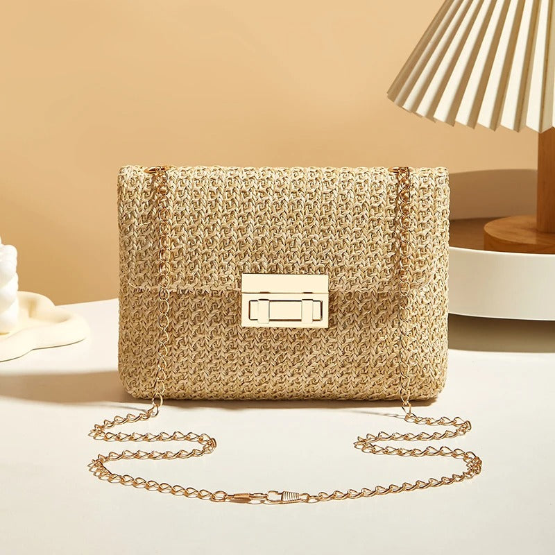 Sienna Woven Straw Envelope Clutch Bag