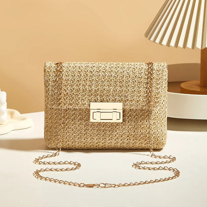 Sienna Woven Straw Envelope Clutch Bag
