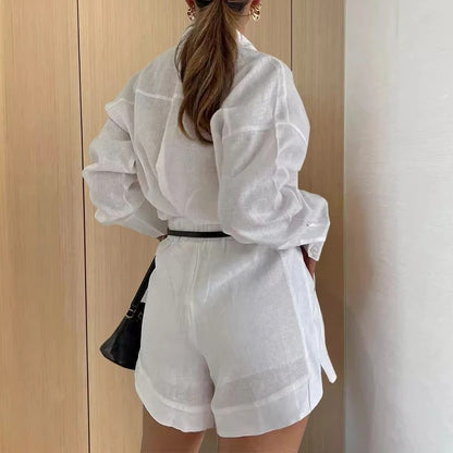 Aria Long Sleeve Shirt & Tailored Shorts Co-Ord Set