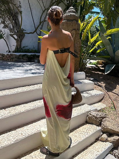 Aurelia Backless Buckle Detail Maxi Dress