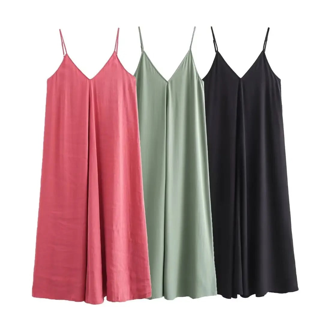 Isla Cowl-Back Flowy Slip Maxi Dress