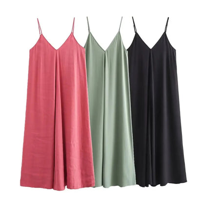Isla Cowl-Back Flowy Slip Maxi Dress