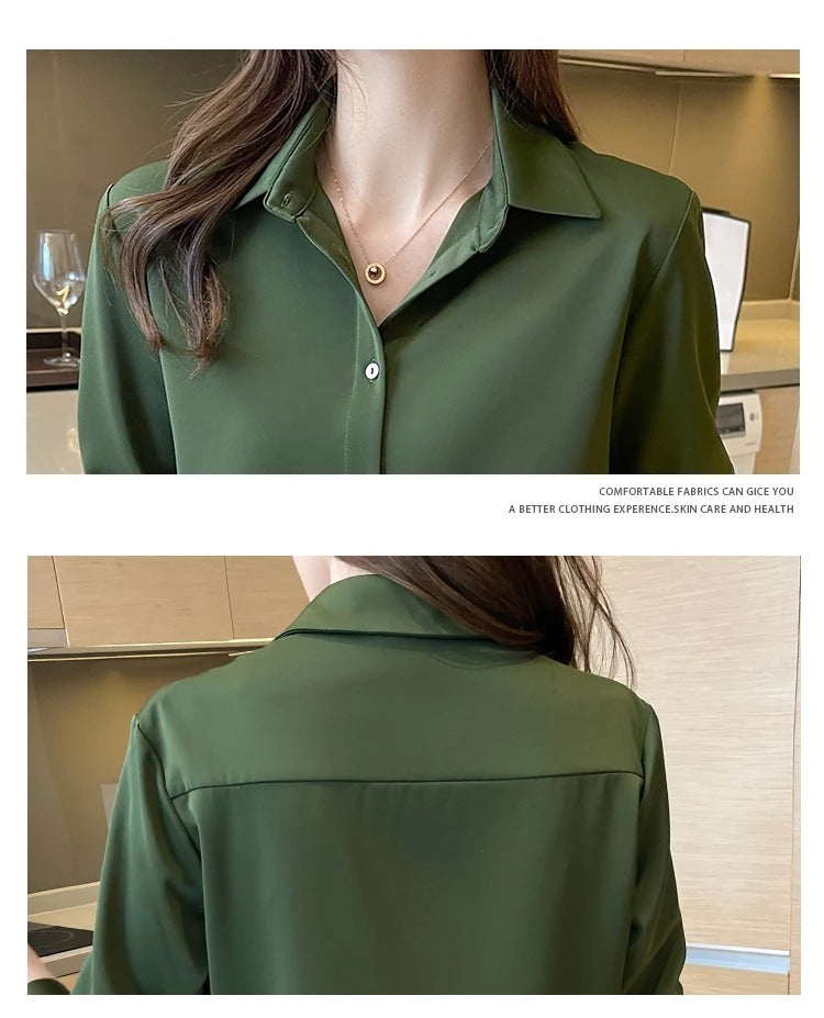 Classic Fluid Satin Button-Down Shirt