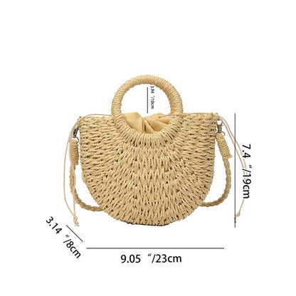 Amara Handwoven Straw Half-Moon Crossbody Bag