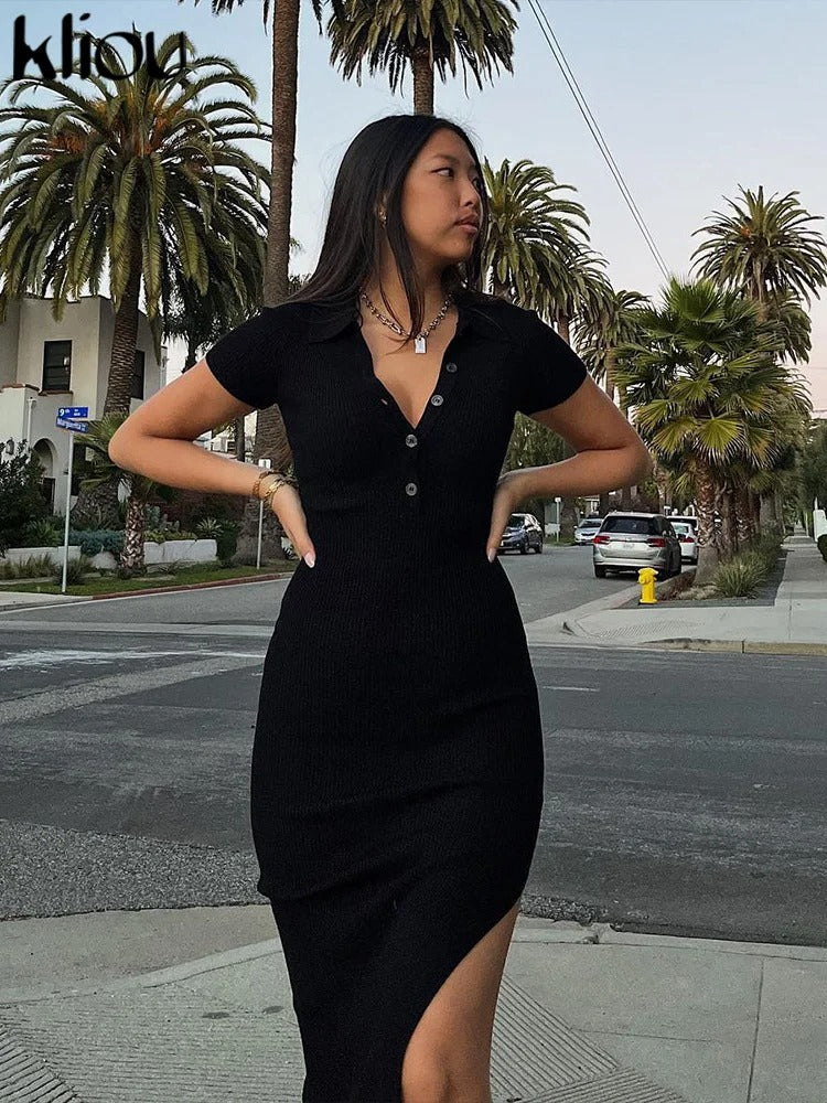 Charlotte Ribbed Short Sleeve Maxi Dress