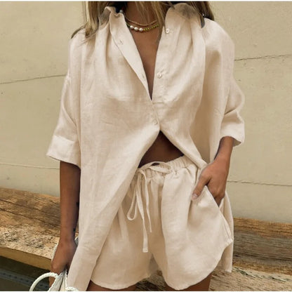 Sienna Linen-Blend Shirt & Shorts Co-Ord Set