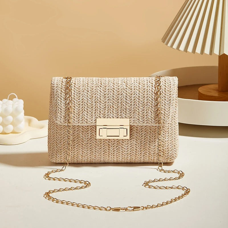 Sienna Woven Straw Envelope Clutch Bag