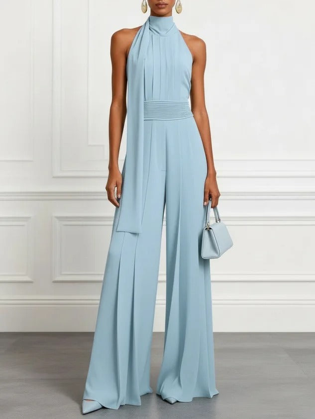 Evelyn Scarf-Neck Wide-Leg Jumpsuit