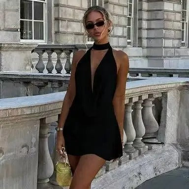 Seraphina Cowl Neck Halter Backless Mini Dress