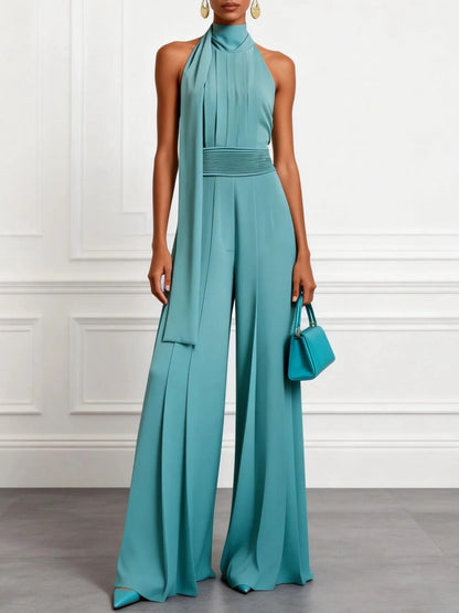 Evelyn Scarf-Neck Wide-Leg Jumpsuit