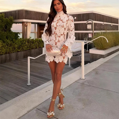 Aaliyah Floral Crochet Cut-Out Maxi Dress