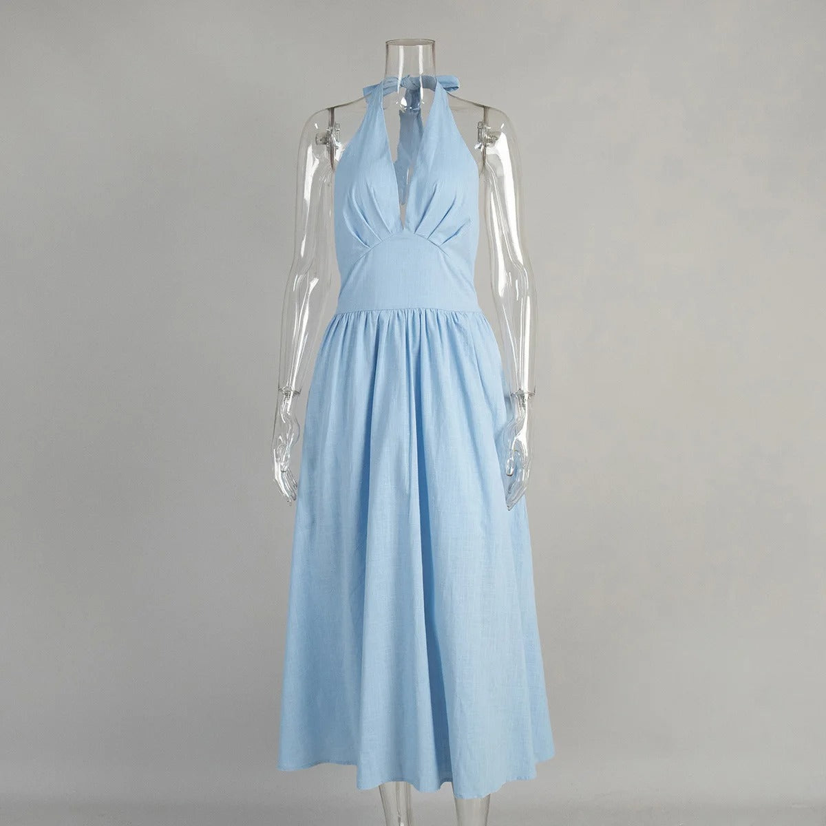 Aria Cotton Halterneck Maxi Dress with Pockets