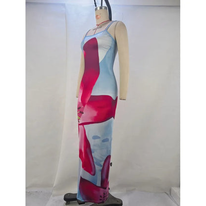 Maya Abstract Digital Print Maxi Dress