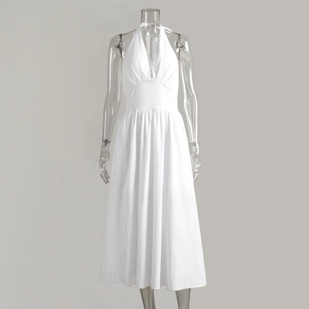 Aria Cotton Halterneck Maxi Dress with Pockets
